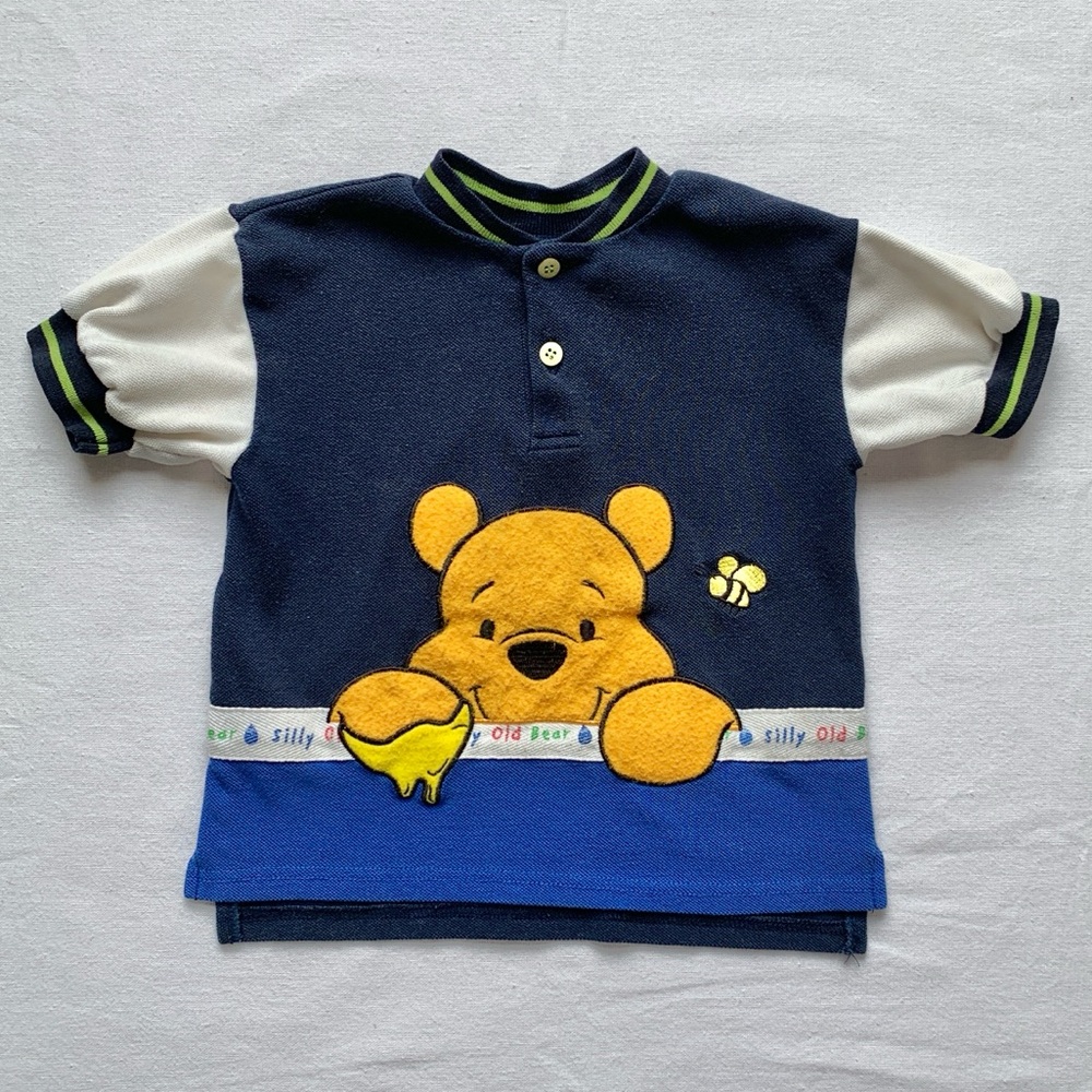 Disney Winnie the Pooh Silly Old Bear Vintage Character Navy Blue Polo Shirt 2T